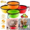 4Pcs Silicone Collapsible Dog Bowls BPA Free Travel Dog Bowl Foldable Dog Food Water Bowl w/ Carabiner Clip For Traveling Walking Hiking