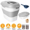 16.5 to 55LBS Collapsible Food Storage Container With Rolling Wheels Airtight Clear Lid Desiccant Slot Rice Food Foldable Dispenser With Scoop