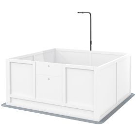 Whelping Box for Puppies with Pee Pad, Pig Rail, Adjustable Door for Small, Medium & Large Breed Dogs Birth, 41" x 39"