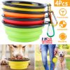 4Pcs Silicone Collapsible Dog Bowls BPA Free Travel Dog Bowl Foldable Dog Food Water Bowl w/ Carabiner Clip For Traveling Walking Hiking