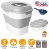 16.5 to 55LBS Collapsible Food Storage Container With Rolling Wheels Airtight Clear Lid Desiccant Slot Rice Food Foldable Dispenser With Scoop