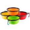 4Pcs Silicone Collapsible Dog Bowls BPA Free Travel Dog Bowl Foldable Dog Food Water Bowl w/ Carabiner Clip For Traveling Walking Hiking