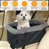 Small Dog Car Seat with Harness Center Console Pet Booster Seat Travel Car Seat with Side Pocket Cotton Velvet Cushion for Pets Up to 9LBS