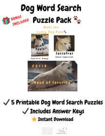 Dog Word Search Puzzle Pack – 5 Printable Puzzles for Dog Lovers with bonus