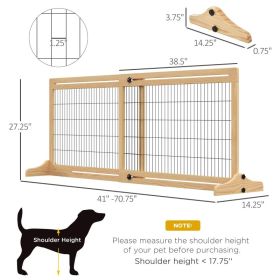 Extra Wide Freestanding Pet Gate With Adjustable Length, Barrier For House, Doorway, Hallway, Natural
