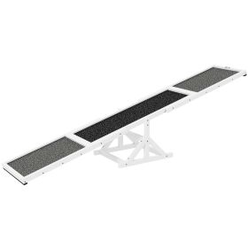 Wooden Dog Agility Seesaw for Training and Exercise, Weather Resistant, 83" L x 16" W x 14" H, White