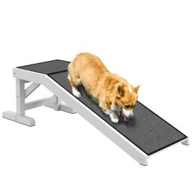 Dog Ramp for Bed – Non-Slip Carpet Pet Ramp with Platform (White)