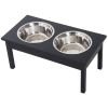 Elevated Dog Feeding Station with Storage – Wooden Stand & Stainless Steel Bowls