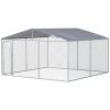 Outdoor Dog Kennel with Cover – 13’ x 13’ Galvanized Steel Fence