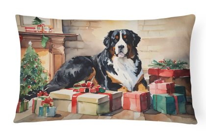 Cozy Christmas Bernese Mountain Dog Throw Pillow – Washable Holiday Pillow for Couch, Bed or Patio