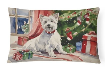 Westie Christmas Throw Pillow – Waiting on Christmas Dog Pillow for Couch, Bed or Patio