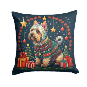 Silky Terrier Christmas Throw Pillow – Holiday Dog Pillow for Couch, Bed or Patio