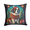 Saint Bernard Christmas Throw Pillow – Holiday Dog Pillow for Couch, Bed or Patio