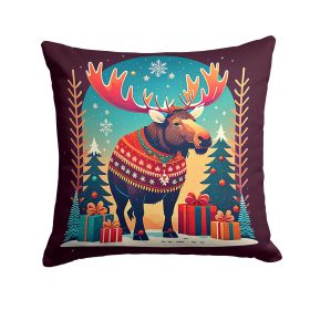 Moose Christmas Throw Pillow – Washable Holiday Decorative Pillow for Couch, Bed or Patio