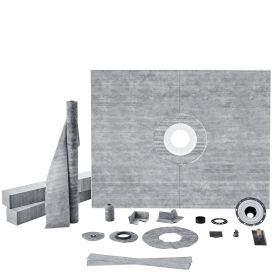 VEVOR Shower Curb Kit, 60"x48" Shower Pan Kit with 2" ABS Central Flange, Waterproof Membrane, Stainless Steel Grate and Joint Sealant