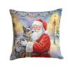 Australian Cattle Dog Christmas Throw Pillow – Santa Claus Blue Heeler Decorative Pillow for Couch, Bed or Patio