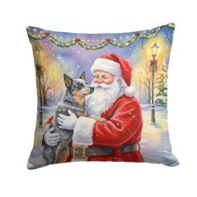 Australian Cattle Dog Christmas Throw Pillow – Santa Claus Blue Heeler Decorative Pillow for Couch, Bed or Patio
