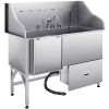 61-Inch Stainless Steel Dog Grooming Tub with Ramp, Faucet & Storage Cabinet