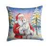 White Boxer Christmas Throw Pillow – Santa Claus Dog Decorative Pillow for Couch, Bed or Patio