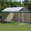 Outdoor Dog Kennel with Roof – Durable Steel Enclosure