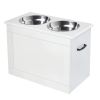 Large Elevated Pet Feeder with Storage Dog Pet Diner Function 2 Stainless Steel Dog Bowls Elevated Base for Large Dogs and Other Large Pet, White
