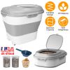 16.5 to 55LBS Collapsible Food Storage Container With Rolling Wheels Airtight Clear Lid Desiccant Slot Rice Food Foldable Dispenser With Scoop