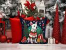 White Pit Bull Christmas Throw Pillow – Santa Dog Pillow for Couch, Bed or Patio