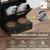 Pet Feeder Station Storage Cabinet, Dog Food Storage Container with Dog Raised Bowls