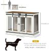 47in Dog Crate Furniture with Divider Panel, Wooden Dog Kennel TV Stand for Large Breeds, Pet House Side Table for 2 Small Breeds with 2 Rooms Design