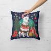 White Pit Bull Christmas Throw Pillow – Santa Dog Pillow for Couch, Bed or Patio