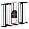 30"-41" Extra Wide Pet Gate Barrier with Small Door, 30"H Dog Gate with Safety Gate Barrier, Stair Pressure Fit, Black