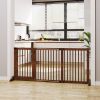 PawHut Freestanding Length Adjustable Wooden Pet Gate with Lockable Door 3 Panels, Brown