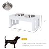 Elevated Dog Feeding Station – Wooden Dog Bowl Stand with Bone Design (White)