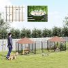 Large 2-Room Outdoor Dog Kennel with Canopy & Feeding Bowls
