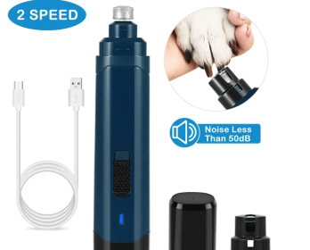 Dog Nail Grinder 2 Speeds Quiet USB Rechargeable Pet Nail Grinder Professional Pet Nail Trimmer Cordless Paws Grooming