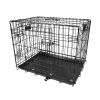 24inches Dogs Crate Folding Metal Pets Crates Double Door Puppy Cage Easy Set Up