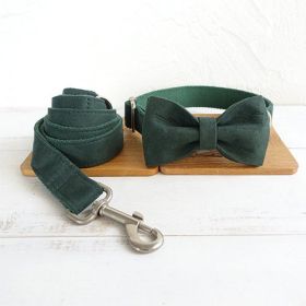 pet collar bow traction set (Option: Green-M)