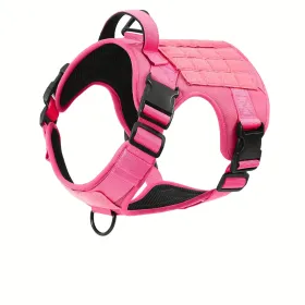 American Local Tactical Pet Padded Service Dog Harness Vest Adjustable Reflective Dog Harness Metal Buckle Hiking Training (Option: Pink-S)