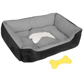 Pet Dog Bed Soft Warm Fleece Puppy Cat Bed Dog Cozy Nest Sofa Bed Cushion Mat For S/M Dog (Option: Black_L)
