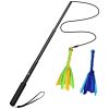 Extendable Dog Flirt Pole with Lure 10.23-26.77in Teaser Wand with 2 Replaceable Interactive Tail Toys For Small Medium Large Dogs Training Exercise