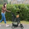 4 Wheels Pet Stroller Foldable Carrier Strolling Cart Travel Jogger Pet Stroller with Removable Liner Storage Basket for Pets