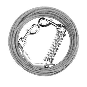 9.8FT Dog Tie Out Cable Long Dog Leash Chew Proof Lead Dog Chain with Durable Spring 360° Rotatable Clips PVC Case for Outside Yard Calming (Option: Grey_3M)