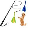 Extendable Dog Flirt Pole with Lure 10.23-26.77in Teaser Wand with 2 Replaceable Interactive Tail Toys For Small Medium Large Dogs Training Exercise
