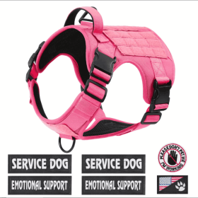 Tactical Service Dog Harness with Reflective No Pull Design and Metal Buckle (Option: Pink-S)