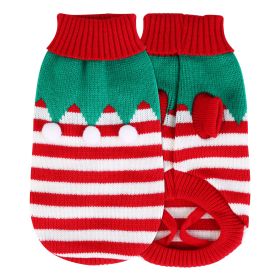 Pet Christmas Turtleneck Sweater Dog Christmas Clothes Snowman Stripes Costume Winter Holiday Sweater for Small Medium Pets (Option: Furball_L)