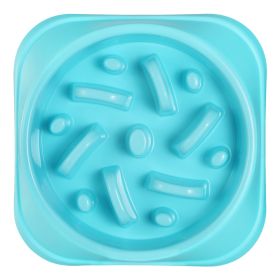 Dog Slow Feeder Bowl Pet No Gulp Feeder Bowl Anti-Bloat Feeding Plate (Option: Blue)