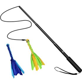 Extendable Dog Flirt Pole with Lure 10.23-26.77in Teaser Wand with 2 Replaceable Interactive Tail Toys For Small Medium Large Dogs Training Exercise (Option: Black)