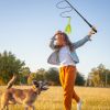 Extendable Dog Flirt Pole with Lure 10.23-26.77in Teaser Wand with 2 Replaceable Interactive Tail Toys For Small Medium Large Dogs Training Exercise