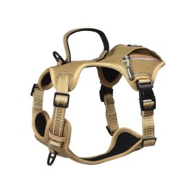 Tactical Dog Harness with No Pull Front Clip, Metal Buckles and Poop Bag Holder (Option: Brown-Small)
