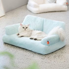 Plush Dog Bed - Washable 26x19x13 Inch Pet Couch With Non-Slip Bottom, Fluffy Small Dog Bed For Puppies & Kittens, Blue (Option: QCP26)